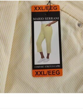 Mario Serrani Ladies' Pull-On Stretch Capri Pants Pockets 23" Inseam XXL Yellow